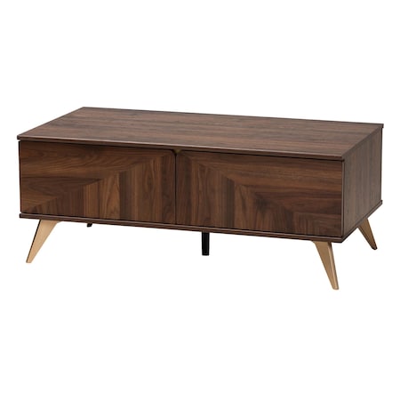 Baxton Studio Graceland Mid-Century Modern Transitional Walnut Brown Finished Wood 2-Drawer Coffee Table 233-13273-ZORO